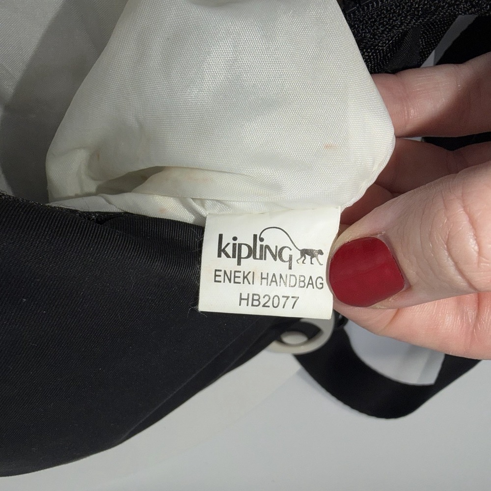 Kipling Women's Eneki Crossbody Black Small Nylon Bag Adjustable Strap Keychain - Picture 7 of 7